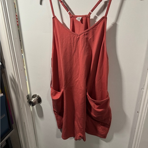 Rust Sleeveless Romper with Pockets - Picture 4 of 5